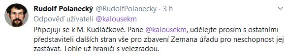 Pan Polanecký kritizuje prezidenta Zemana